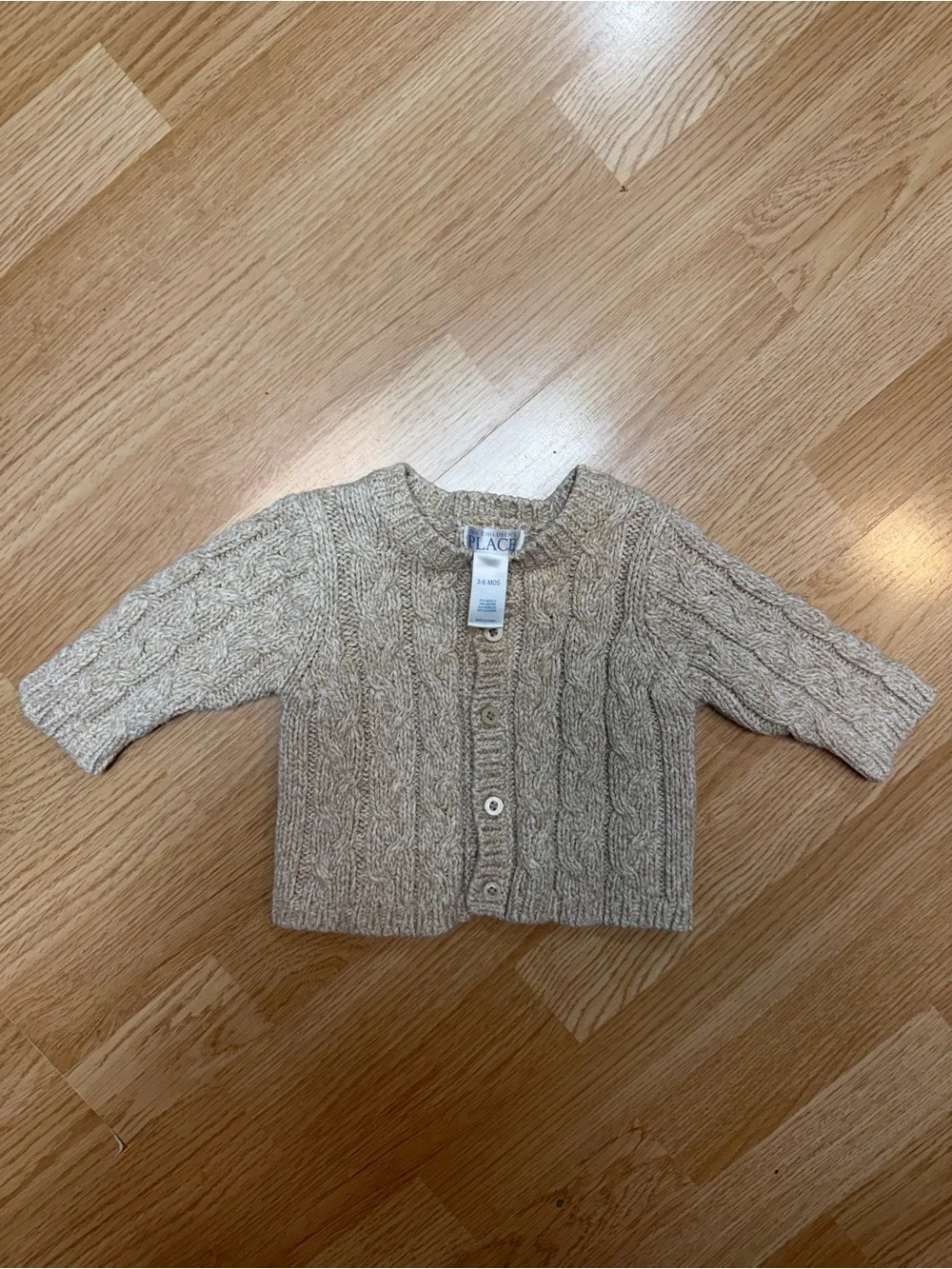 The Children’s Place 3-6M Cream Cable Knit Button Front Cardigan Sweater